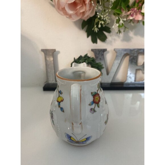 Estee Lauder Chinoiserie Floral Porcelain Creamer Pitcher Butterfly & Flowers - Picture 12 of 16